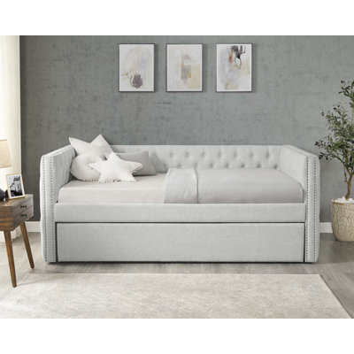 Luxurious 1pc Modern Daybed Button Tufted Nailhead Trim Bedroom Living Room Furniture