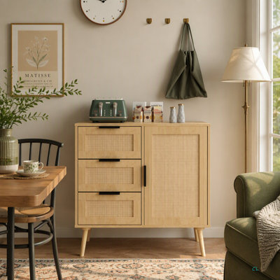 Commode en rotin moderne avec armoire de rangement en bois pour chambre à coucher, salon, entrée et couloir