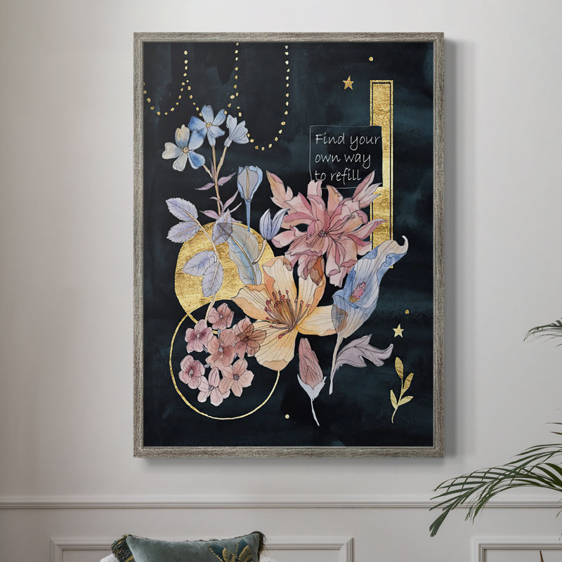 Moonlight Flowers II Framed Print - Solid Wood, 15" H x 12" W