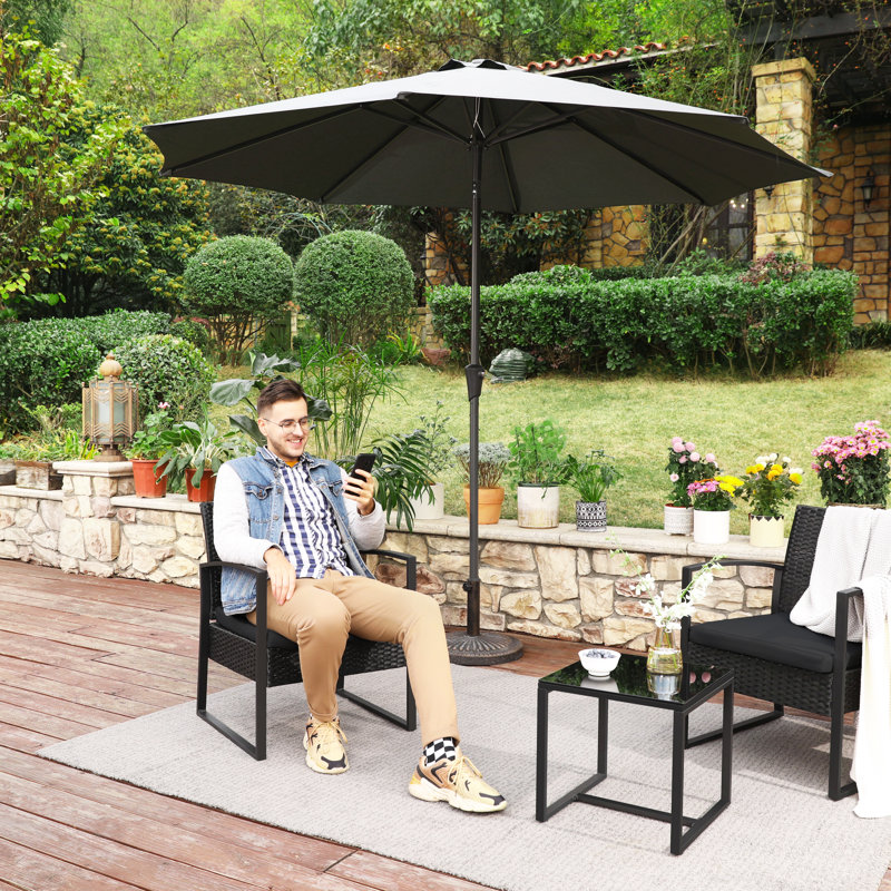 Geoffe Rattan 2 Seater Conversation Set, Black