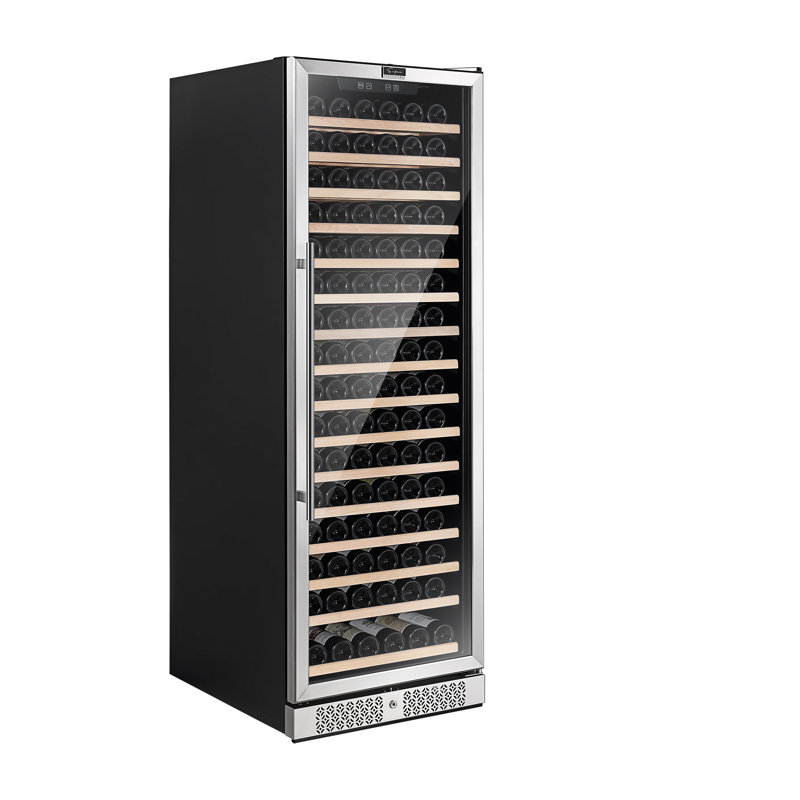 Empava 24" 171-Bottle Wine Cooler - Built-In/Freestanding, Digital Control, Beechwood Shelves, Stainless Steel