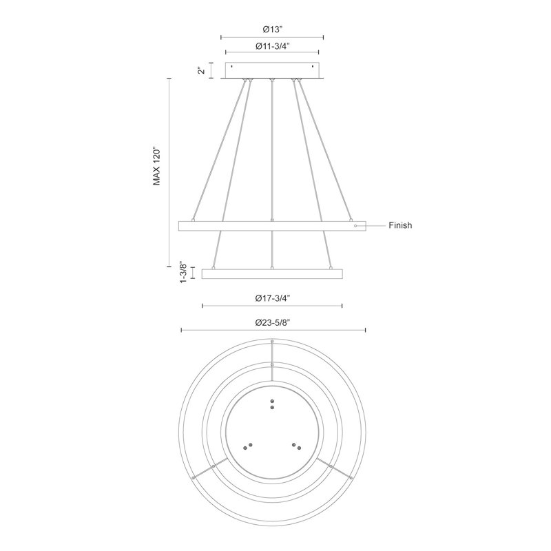 Cerchio 1 - Light LED Chandelier, 1.375" H x 23.625" W x 23.625" D, White