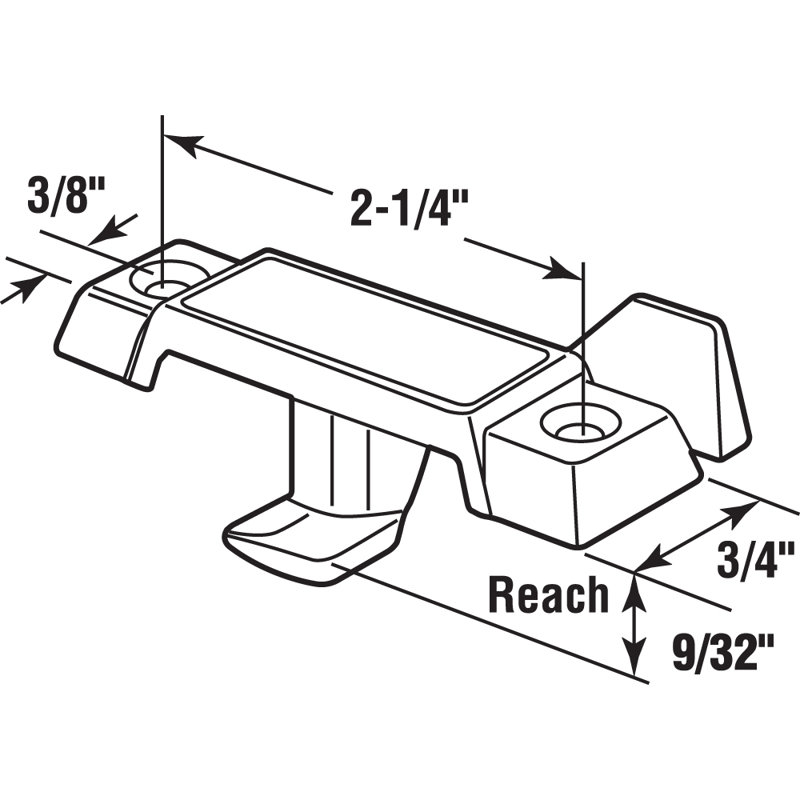 Verrou de ceinture Prime-Line, loquet à déport profond, saillie 9/32 po, convient aux fenêtres en métal à simple et double guillotine, moulé sous pression, peint en noir, (paquet simple)