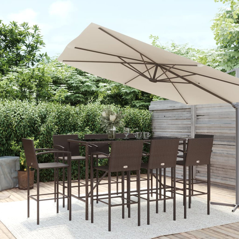 Dinari Bar Set with Stools, Brown