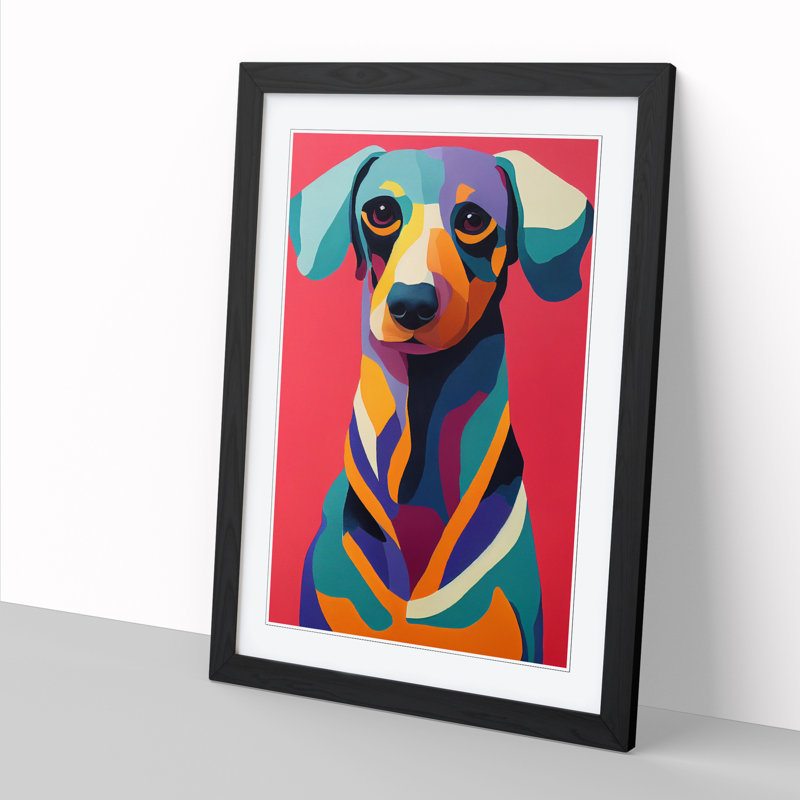 Dachshund in Colour Vol.4 - Wall Art, 46cm H x 34cm W x 2cm D, Walnut