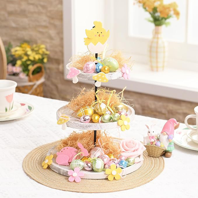  Ornements d'arbre de 26 œufs de Pâques, plastique rose pastel moyen, galvanoplastie décorative à œufs suspendus incassable