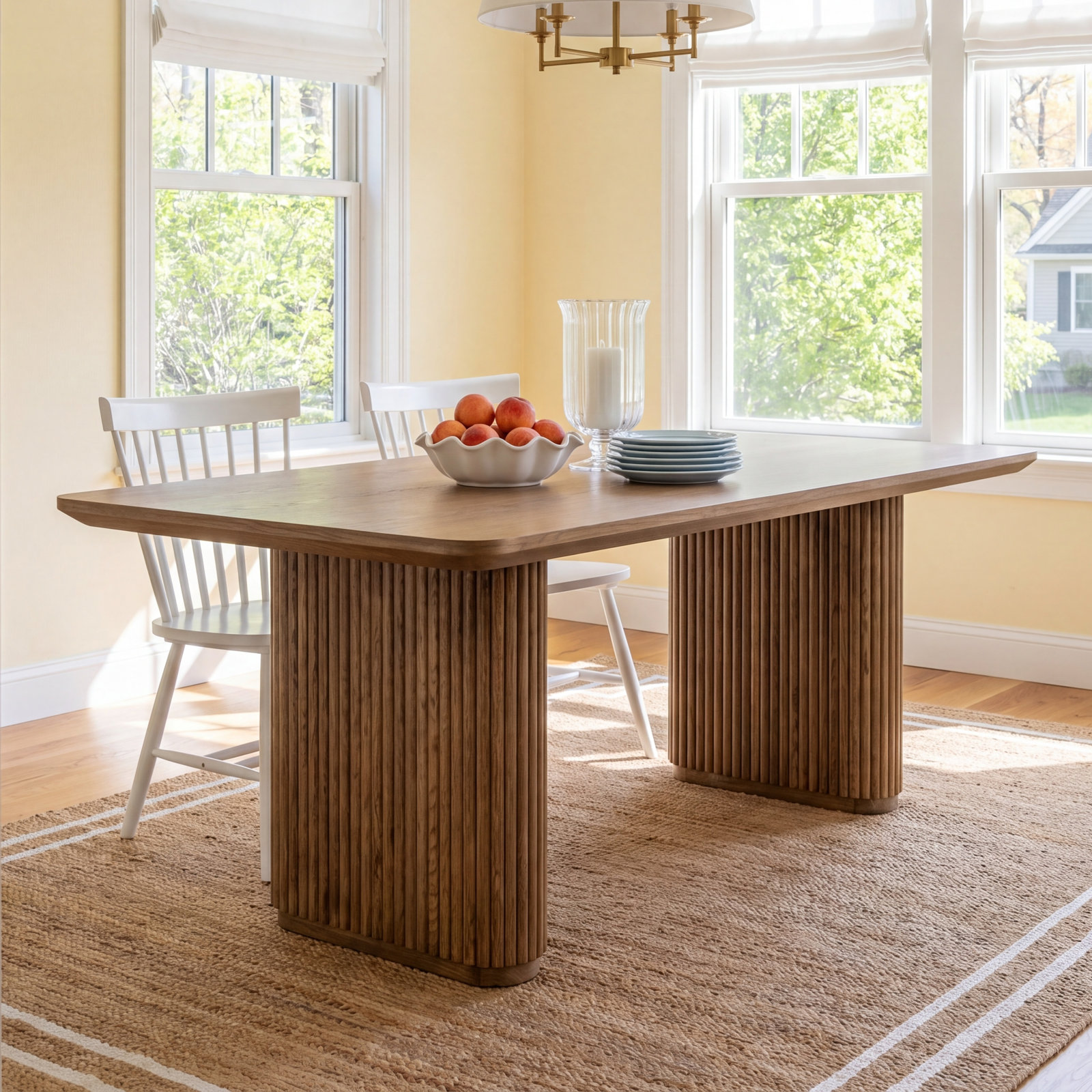 Vander 84" Oak Wood Dining Table, Tawny Brown