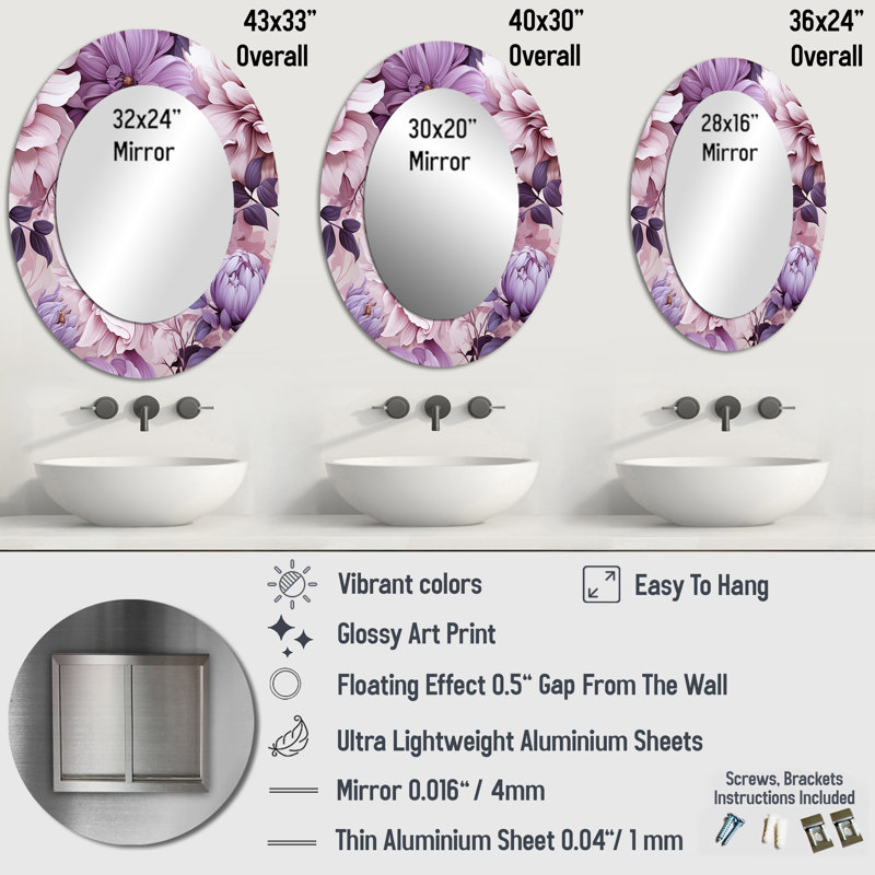 Miroir mural Ethereal, H 40 po x l 30 po