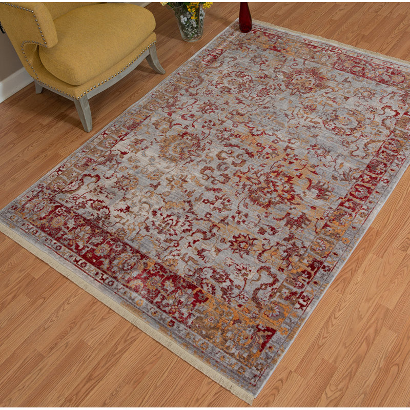 Tapis grenat de style oriental Efaz, Rectangle 5 pi x 7 pi