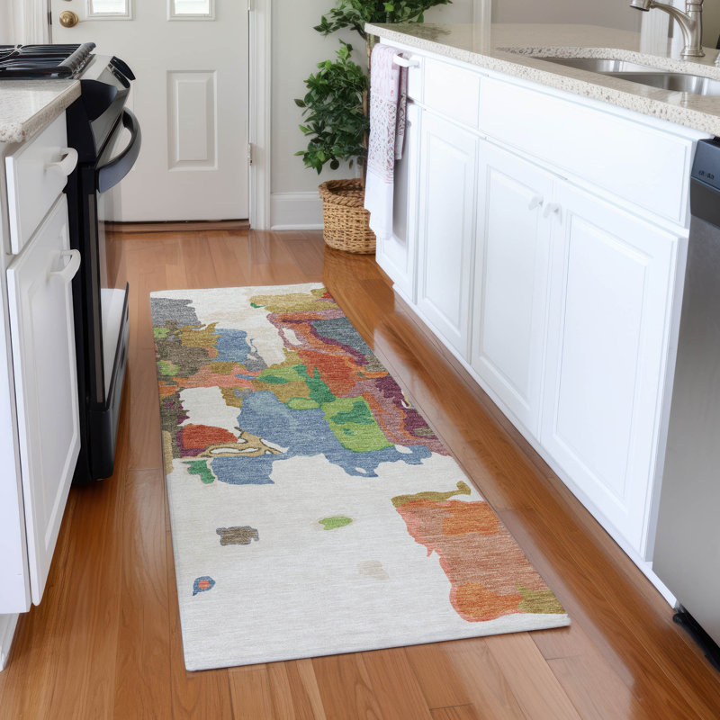 Premium Machine Washable Birchview AMF1028 Abstract Rug, Runner 2'3" x 7'6"