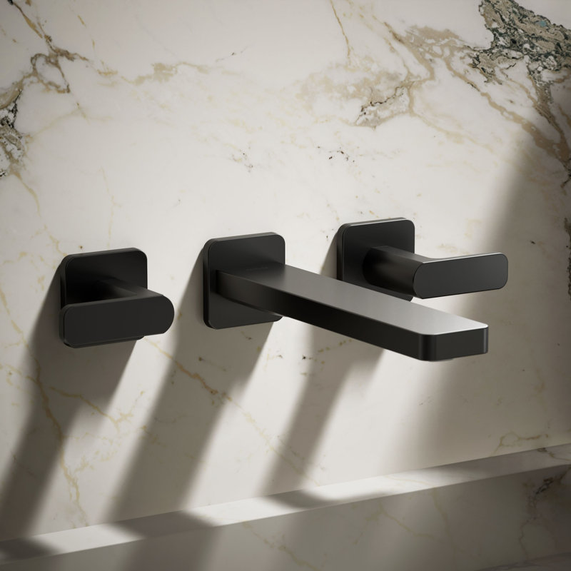 Parallel Wall-Mount Bathroom Sink Faucet Trim, Matte Black
