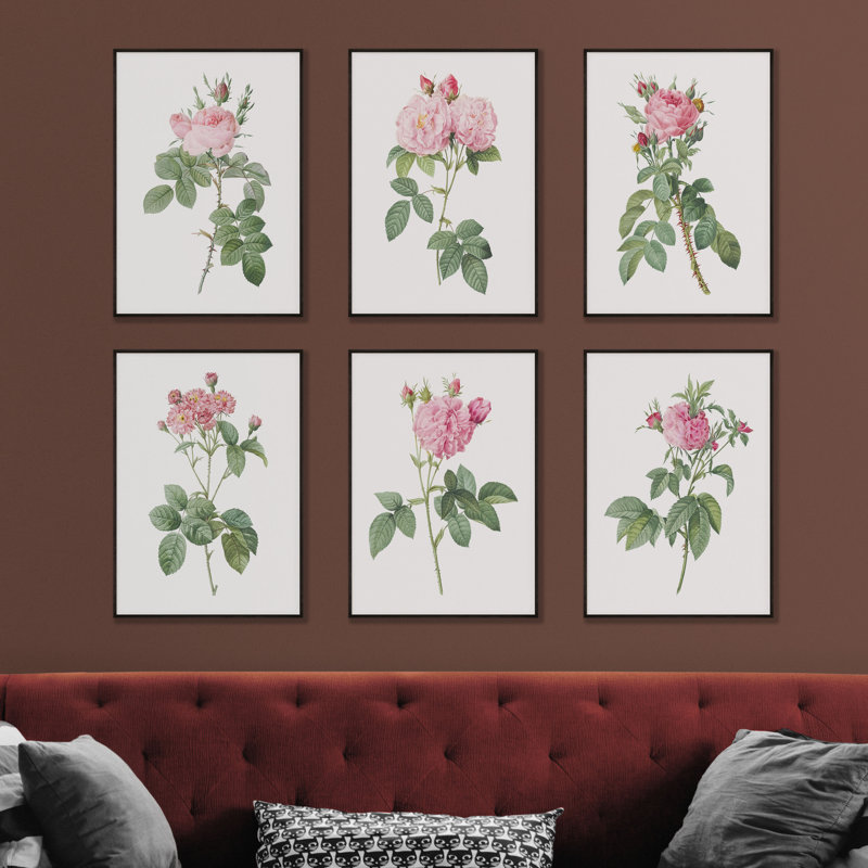 Ensemble de 6 pièces vintage rose rétro, H 12 po x l 9 po
