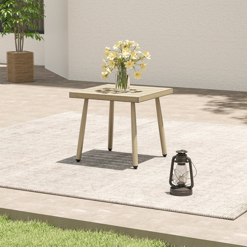 Mariene Rectangular Metal Outdoor Side Table , 18'' in. W 20'' in. D, Beige