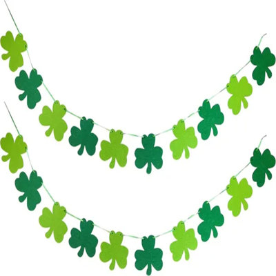 St. Patrick's Day Felt Shamrock Garland Banner – Lucky Clover Bunting For Irish Party & Home Decor