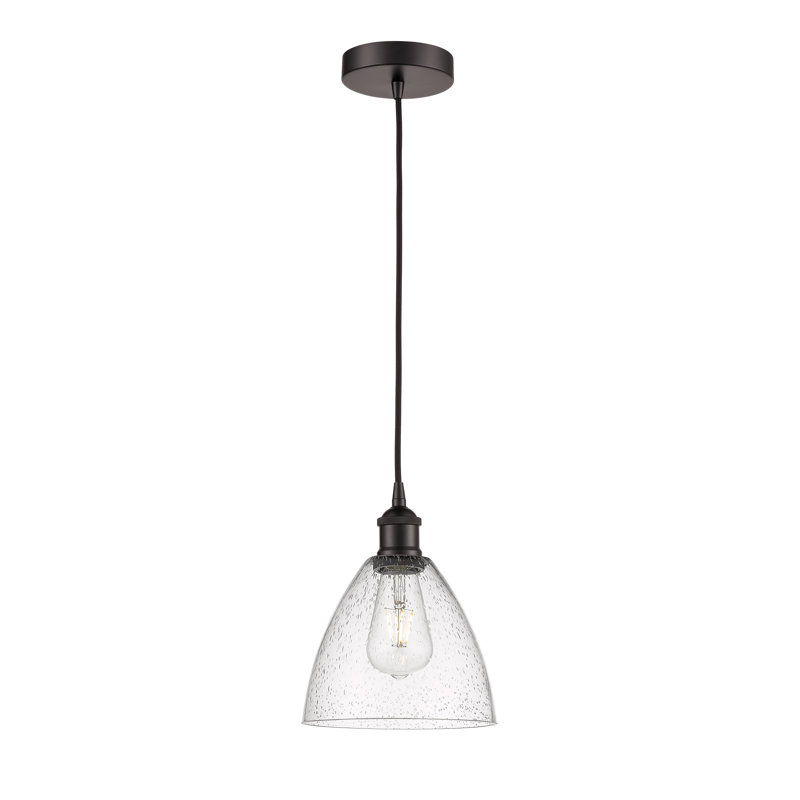 Luminaire suspendu en forme de dôme à 1 lumière Bluford, H 10,25 po x l 7,5 po x P 7,5 po, Bronze huilé