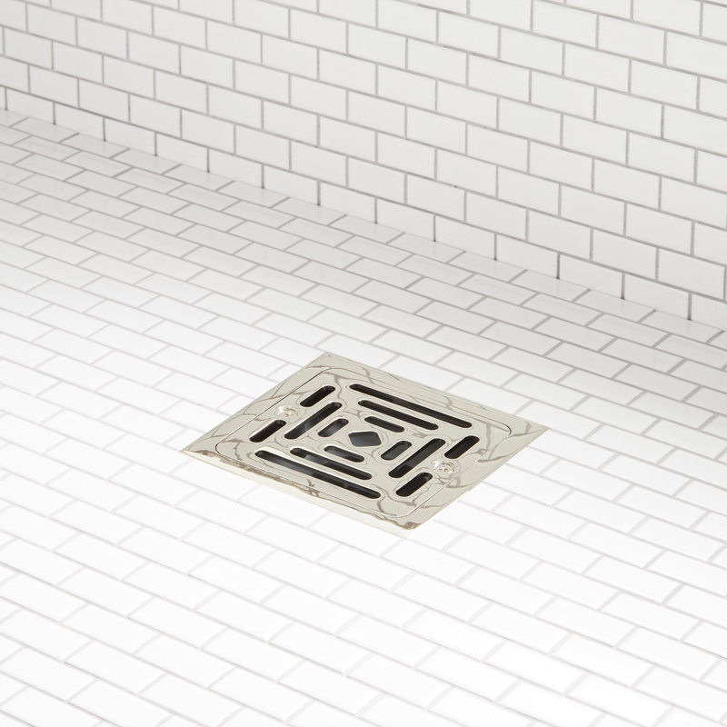 Signature Hardware Adelphi Square Shower Drain, Polished Nickel, No