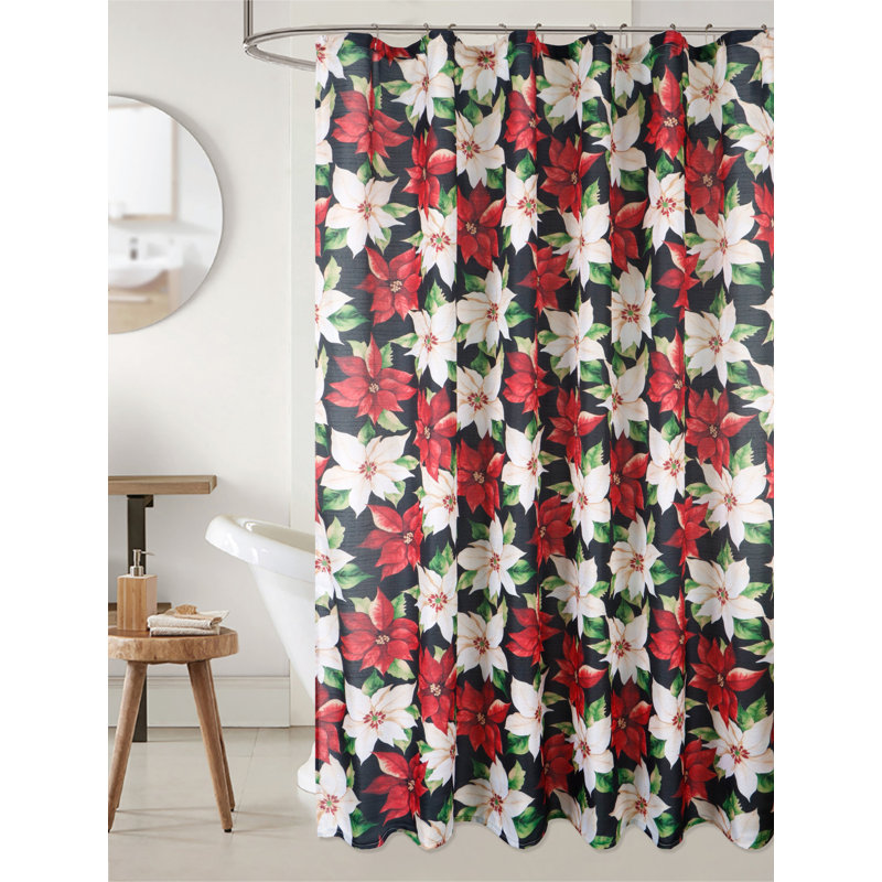 Rideau de douche Christmas Poinsettia Feliz Navidad