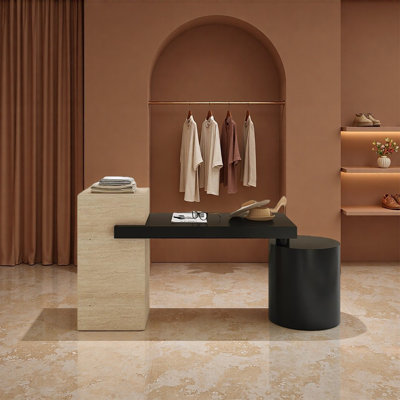 Table de présentation moderne beige et noire