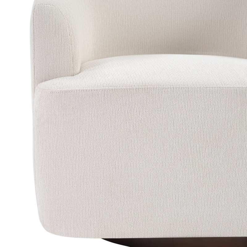 Fauteuil demi-tonneau pivotant de 29,7 po de largeur et moderne avec base en bois, Beige