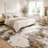 Modern Abstract Area Rug with Gold Accents, Washable Low-Pile Non-Slip Carpet-1250612607