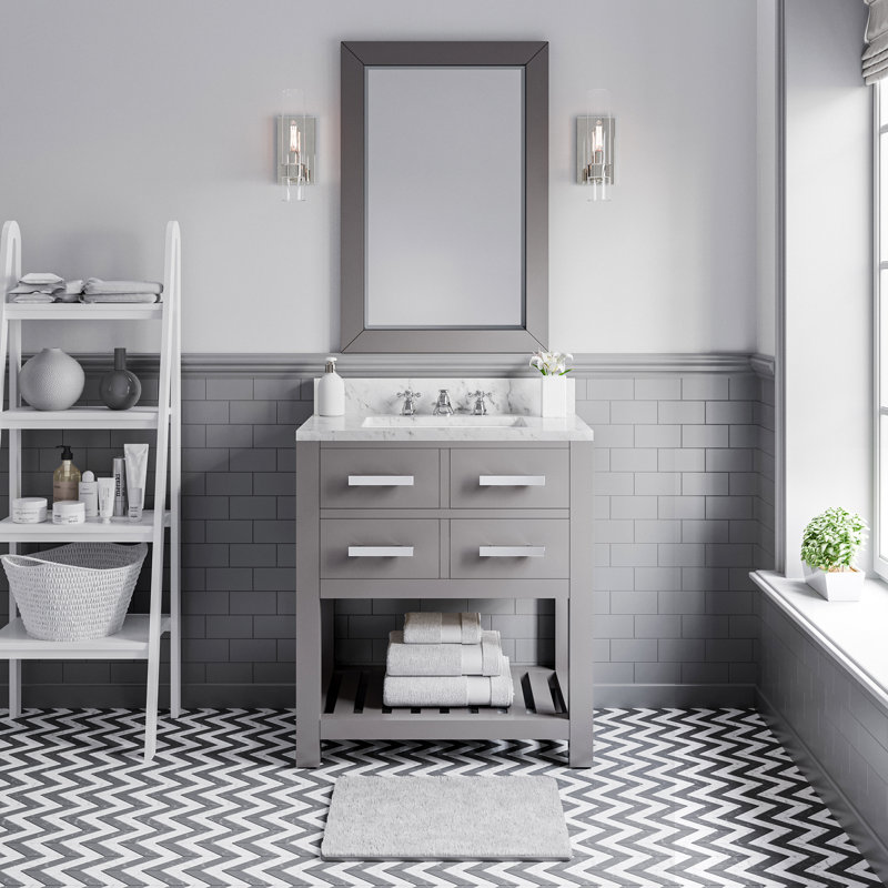 Madalyn 30" Single Bathroom Vanity Set with Mirror, Gray