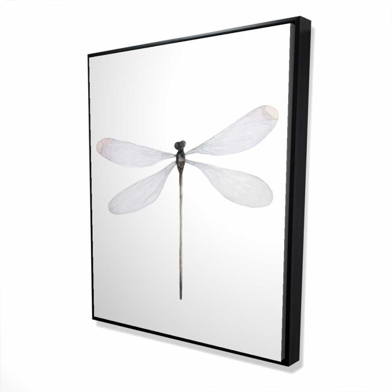 «Minimalist Dragonfly» - Décor de toile encadrée gris bureau