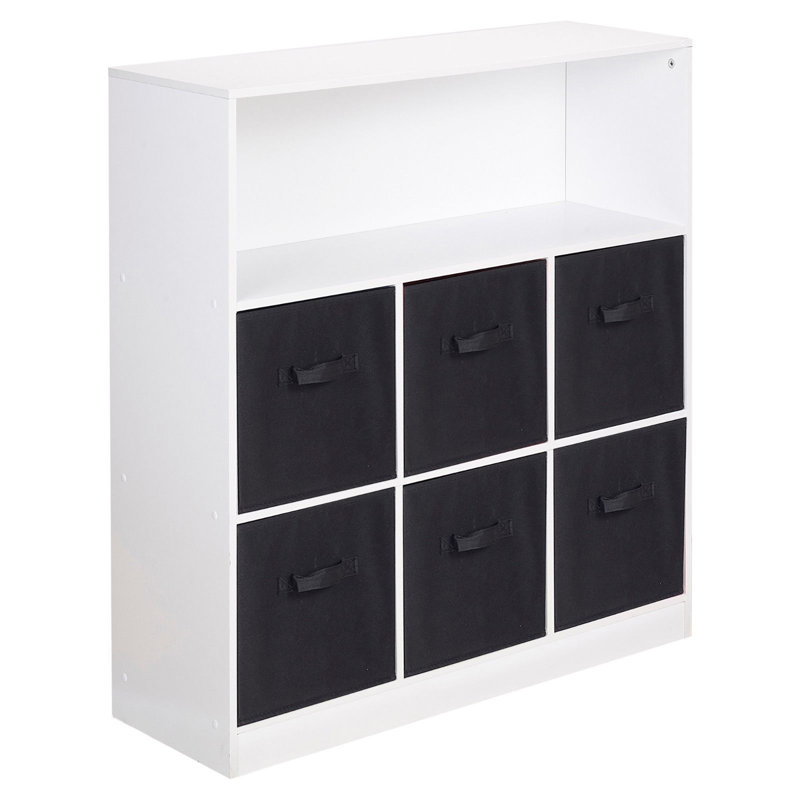 Alyssia 94cm H x 88cm W Standard Bookcase, White/Black