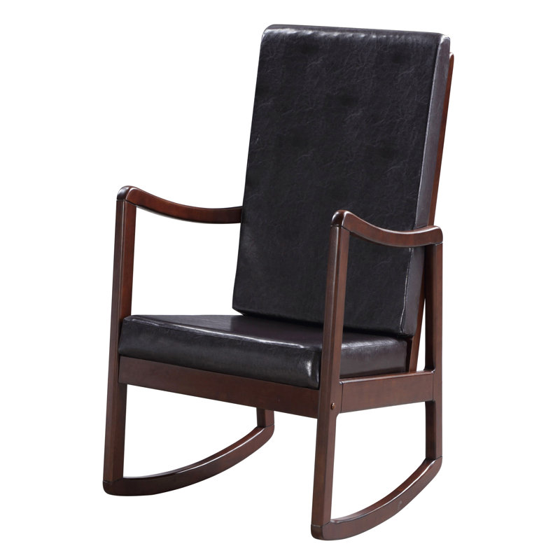 Chaise berçante brun foncé et espresso avec accoudoirs