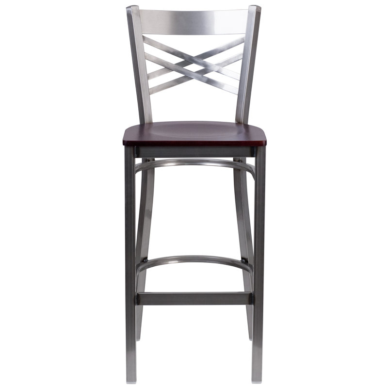 Tabouret de bar en métal «X», Acajou