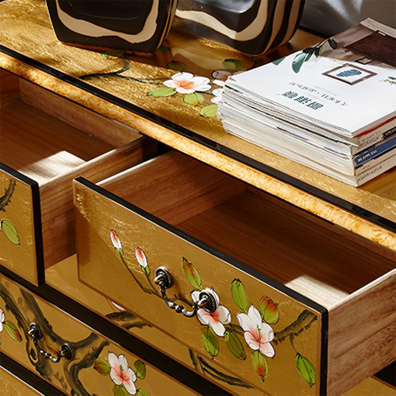 Five Drawer Storage Cabinet with Birch Wood Frame