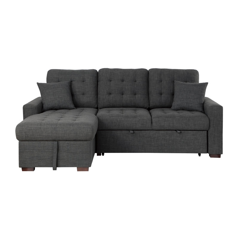 Jerrud Sectional With Right Chaise, Left Hand Facing, Herman Dark Gray Polyester, 38" H x 87" W x 61"D