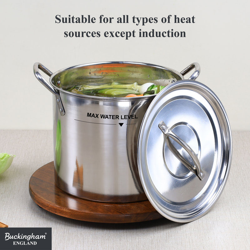 Buckingham Stainless Steel Stock Pot with Lid Boiling Pot  , 11 litres
