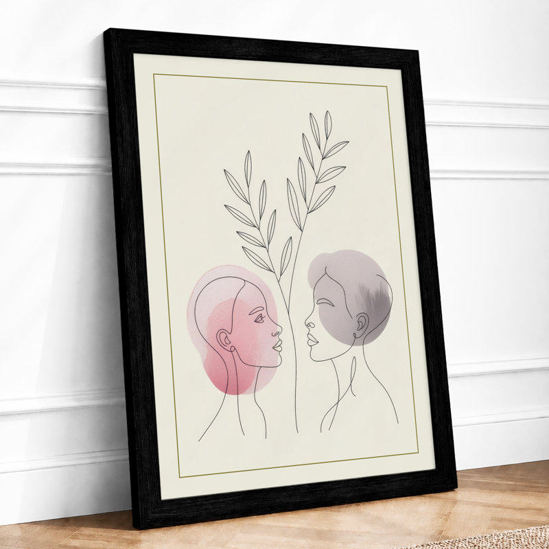 Botanical Minds Meeting Minimalist - Framed Print, A4 - 29.7 x 21.0 cm, Black