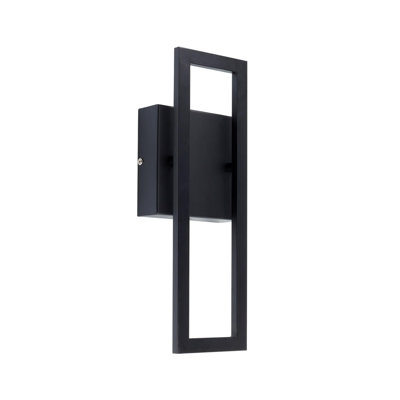 LED Integrated Outdoor Indoor Wall Sconce, Black, 17 Watts, 520 Lumens