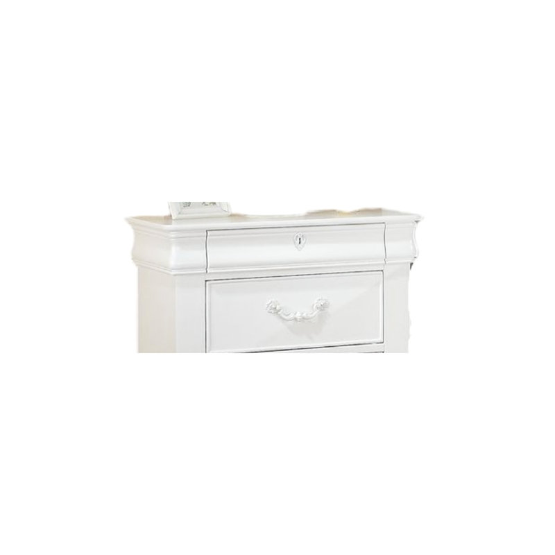 Table de chevet blanche - Façade française, tiroirs supportant jusqu'à 9 kg, bois, 3 tiroirs et fond anglais