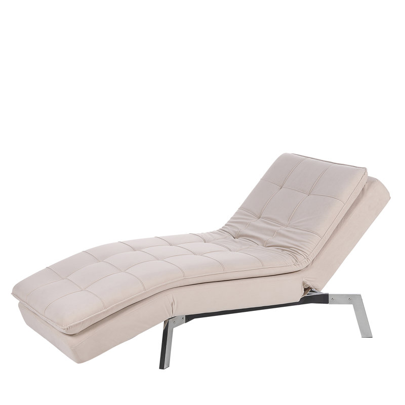 Eirenne Velvet Chaise Lounge, Beige