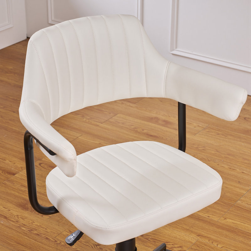 Chaise de bureau blanche rembourrée avec roulettes et hauteur réglable à 360 °, Blanc