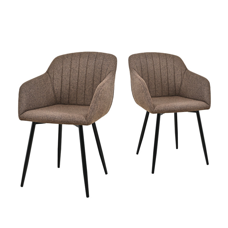 Upholstered Dining Chair, Mocha Brown, 2, Mocha Brown, Black