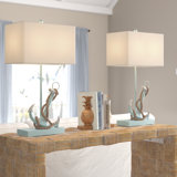 Winder Blue Coastal Anchor Table Lamps With Beige Shade