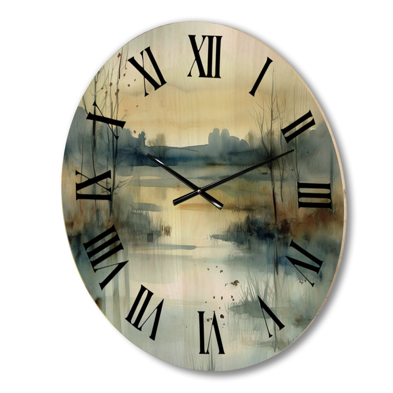 Horloge murale Summer Lake Landscape Illustration III - Lake, Grand