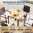 5 Piece Patio Dining Set, Outdoor Wicker Furniture Set with 4 Rattan Chairs and 1 Glass Top Square Table with Umbrella Hole, All-Weather Backyard Conversation Set with Soft Cushions-392933391