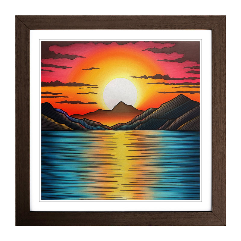 Sunrise Drawing No.1 - Framed Print, Walnut