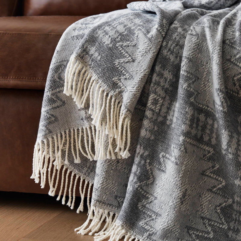 Cotton Blend Throw, Gray Southwestern