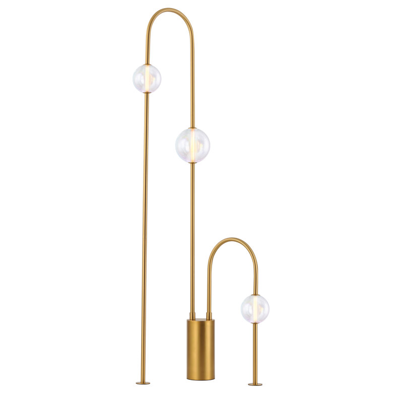 Dreamer LED Floor Lamp, Natural Aged Brass, Iridescent