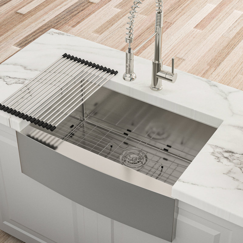27" Sink, Stainless Steel 16G T304, 10 Inch Depth, Soundproofing Pad, X-Shaped Water Guide, 27"X21"X10 27 Deep Kitchen Basin R10 Corner, Noise Reduction,