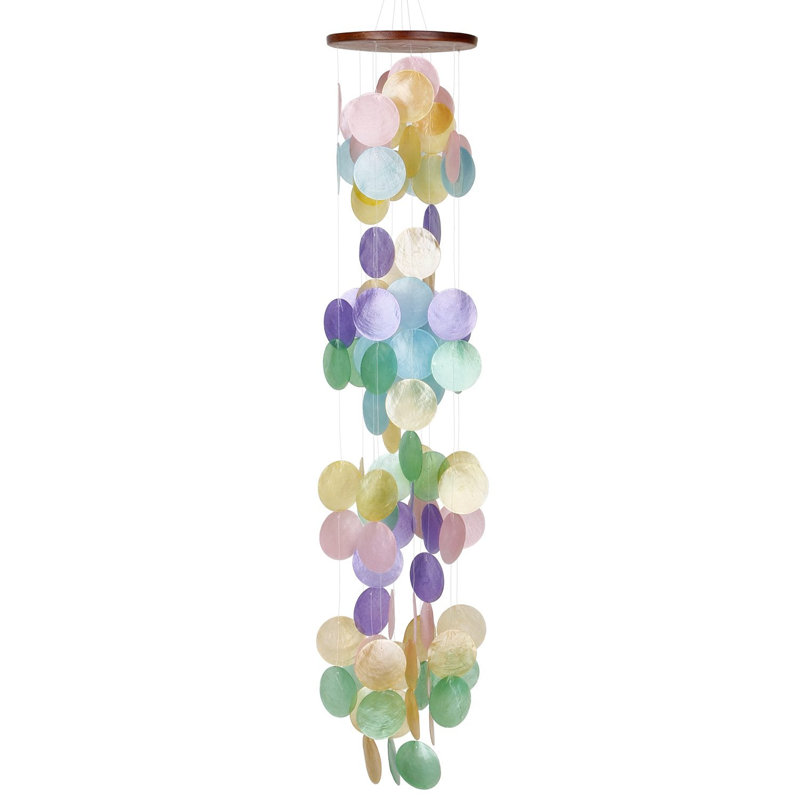 Rainbow Capiz Shell Waterfall Wind Chime for Outdoor Decor