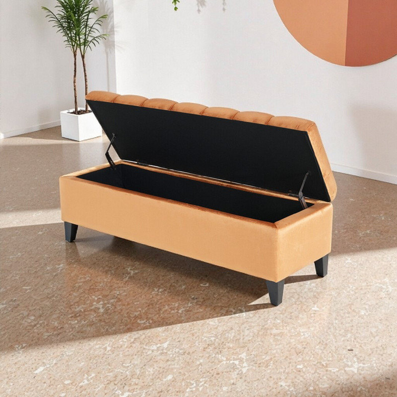 Banc de rangement avec repose-pieds 51 po, Orange