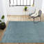 Tapis bleu clair / gris en jute tissé à la main avec franges Sinclair Pata-511397761