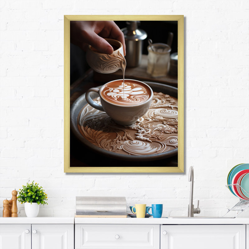 Larnaca Food Baristas Art II, H 20 po x l 12 po x P 1 po, Encadrement doré