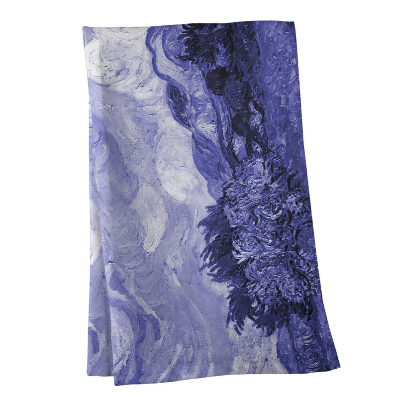 Serviette de thé avec blé cyprès wheatfield, Sergé de coton, Mauve
